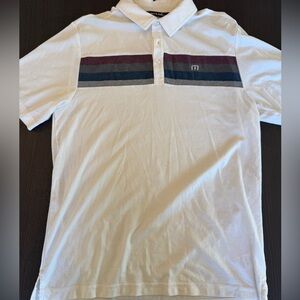 Travis Mathew White Golf shirt with Stripe details